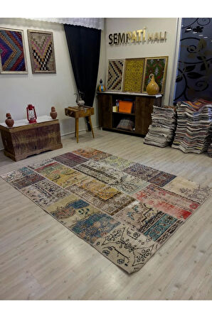 El Yapımı Patchwork Elegan Tasarım Halı 162x234 cm 4016