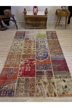 El Yapımı Patchwork Elegan Tasarım Halı 162x240 cm 4019