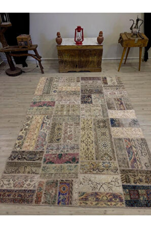 El Yapımı Patchwork Elegan Tasarım Halı 146x234 cm 4028