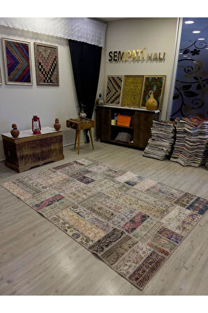 El Yapımı Patchwork Elegan Tasarım Halı 146x234 cm 4028
