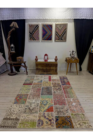 El Dokuma Eskitme Özel Patchwork Halı 153x231 cm 4030