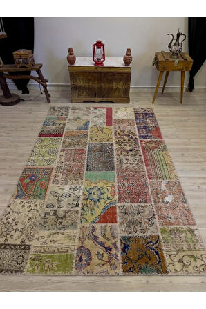 El Dokuma Eskitme Özel Patchwork Halı 153x231 cm 4030