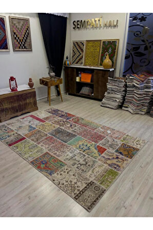 El Dokuma Eskitme Özel Patchwork Halı 153x231 cm 4030