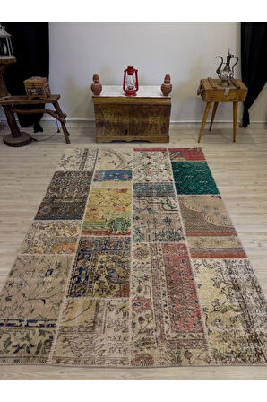 El Yapımı Patchwork Elegan Tasarım Halı 162x237 cm 4043