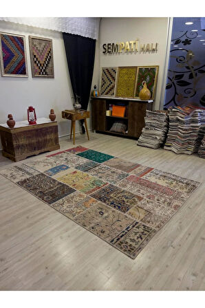 El Yapımı Patchwork Elegan Tasarım Halı 162x237 cm 4043