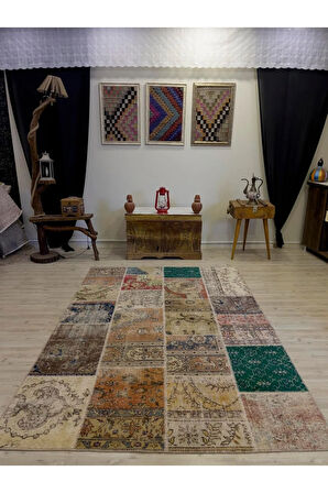 Eşsiz Klasik Gereçk Özel Patchwork Halı 162x233 cm 4044