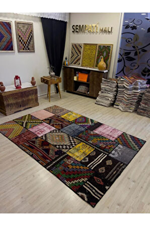 El Yapımı Patchwork Elegan Tasarım Halı 162x243 cm 4064