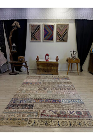El Dokuma Eskitme Özel Patchwork Halı 161x234 cm 4066