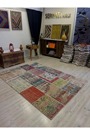 El Yapımı Patchwork Elegan Tasarım Halı 161x230 cm 4068