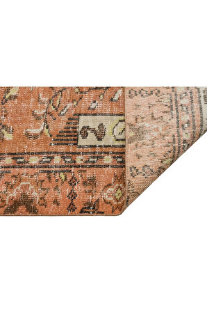 Etnik Desenli Doğal Yün Kahverengi Halı 156×268 Cm 9891