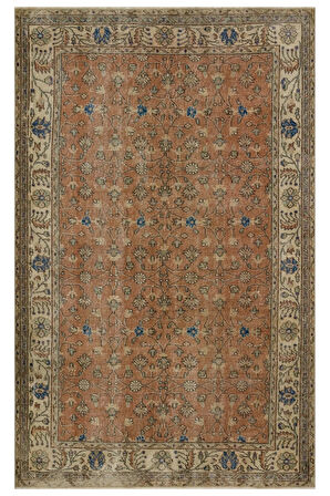 Romantik Vintage Gül Desenli Yün Halı - 165x260 Cm 9939