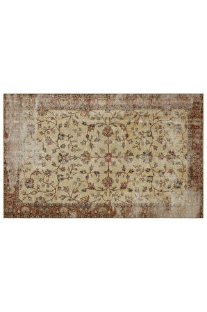 Trendy Vintage Eskitme Patchwork Jüt Kilim Pers Ipek Halı - 147x231 Cm 9946