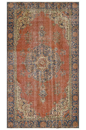 Ilham Verici Vintage El Işlemeli Jüt Kilim Halı - 154x264 Cm 9953