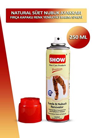 Bağcık + Show Fırça Kapaklı Süet ve Nubuk Renk Yenileyici Bakım Spreyi 250 ML Set