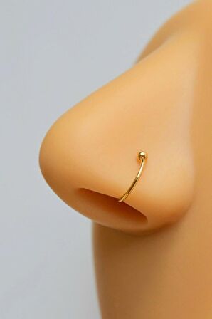 Gold Renkli Mini Topçuklu 8 mm Çelik Halka Hızma Burun Piercingi