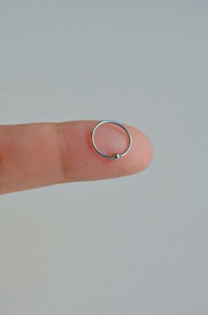 Gümüş Renkli Mini Topçuklu 10 mm Çelik Halka Hızma Burun Piercingi