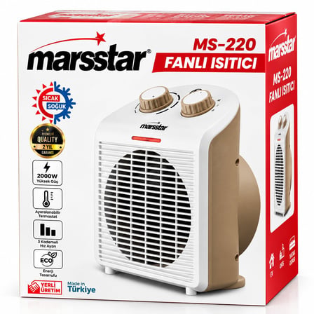 SICAK - SOĞUK TURBO FANLI ISITICI 3 KADEME HIZ AYAR 2000W MS-220 (5616)