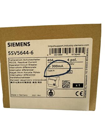 Siemens 40A 300mA 4Pol Kaçak Akım Rölesi