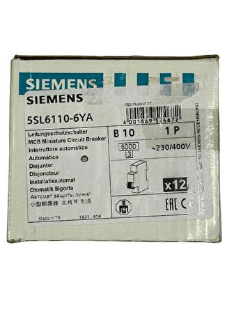 Siemens B10 1P Otomatik Sigorta (4 Adet)