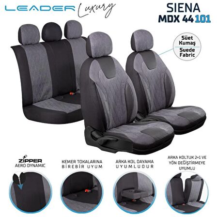 Kia X Ceed Uyumlu Süet Oto Koltuk Kılıfı Ön Arka Set Füme Siena Model FS