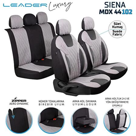 
Citroen C5 Uyumlu Süet Oto Koltuk Kılıfı Ön Arka Set Gri Siena Model FS