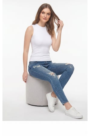 Kadın Bisiklet Yaka Sıfır Kol Likralı Body ve Atlet