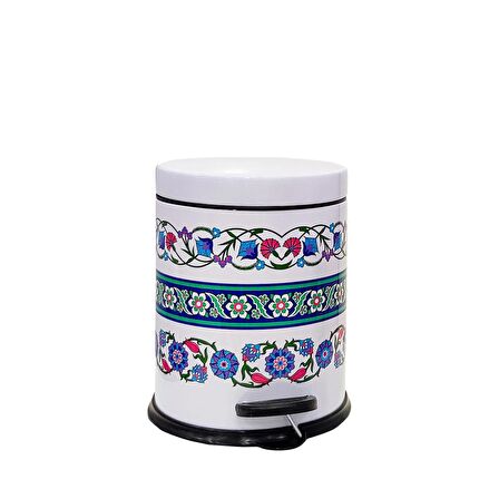 SİLİWAX RUMİ DESEN-4 Lü Set Pedallı  Yavaş kapanır Çöp Kovası Wc Klozet Fırça Sabunluk Diş Fırçalık Seti