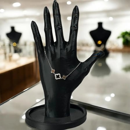 925 Ayar Gümüş Siyah Taşlı Şans Yoncası Clara Zirkon Taşlı Minimalist Bileklik