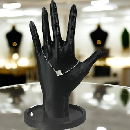 925 Ayar Gümüş Sedef Taşlı Tekli Şans Yoncası Minimalist Bileklik