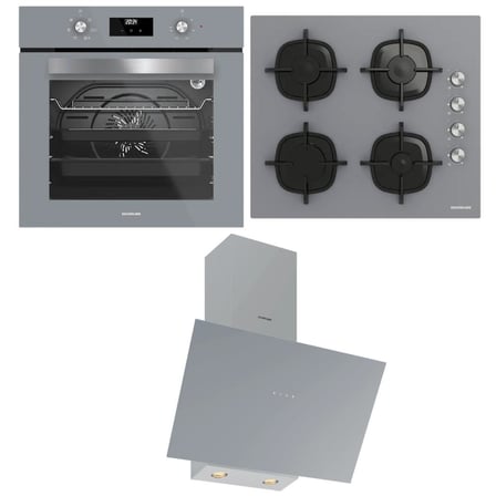 Silverline Ankastre Set, Gri Renk, CS5335S02 Ocak, FLAM Davlumbaz, BO6502S02 Fırın