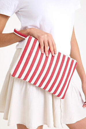 Premium Kadın Pamuk Dokuma Astarlı Renkli Clutch Portföy El Çantası