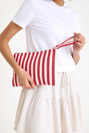 Premium Kadın Pamuk Dokuma Astarlı Renkli Clutch Portföy El Çantası
