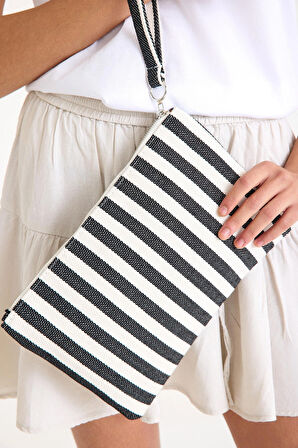 Premium Kadın Pamuk Dokuma Astarlı Renkli Clutch Portföy El Çantası
