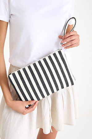 Premium Kadın Pamuk Dokuma Astarlı Renkli Clutch Portföy El Çantası