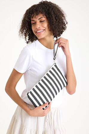 Premium Kadın Pamuk Dokuma Astarlı Renkli Clutch Portföy El Çantası