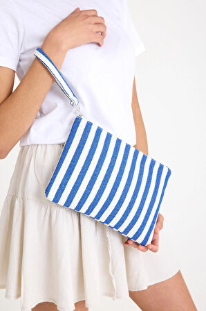 Premium Kadın Pamuk Dokuma Astarlı Renkli Clutch Portföy El Çantası