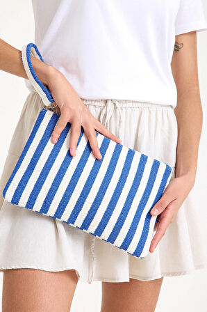 Premium Kadın Pamuk Dokuma Astarlı Renkli Clutch Portföy El Çantası