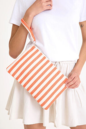 Premium Kadın Pamuk Dokuma Astarlı Renkli Clutch Portföy El Çantası