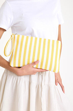 Premium Kadın Pamuk Dokuma Astarlı Renkli Clutch Portföy El Çantası