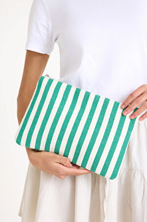 Premium Kadın Pamuk Dokuma Astarlı Renkli Clutch Portföy El Çantası