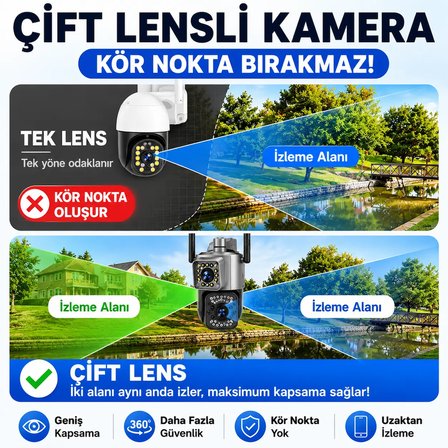 Uninet V380 Güvenlik Kamerası 4 MP Çift Lensli PTZ Dış Mekan IP Kamera