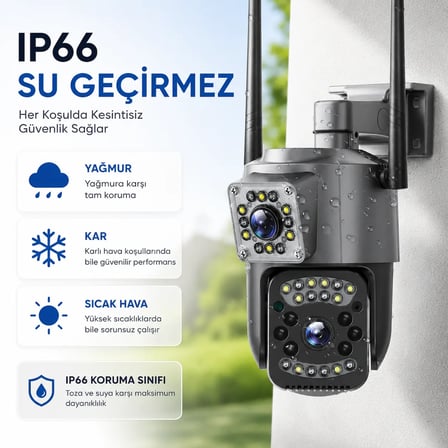 Uninet V380 Güvenlik Kamerası 4 MP Çift Lensli PTZ Dış Mekan IP Kamera