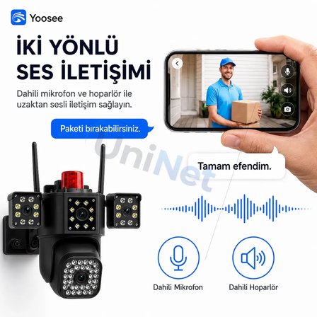 Uninet YS-42 4MP 4G SIM Kartlı PTZ Dış Mekan Güvenlik Kamerası Gece Görüşlü