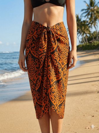 Kadın Viskon Plaj Elbisesi ve Pareo - 80x135 cm Elbiseye Dönüşebilen Leopar ve Çok Renkli Sarong