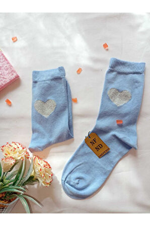 2 ÇİFT DİKİŞSİZ SOKET BAMBU SİMLİ KALPLİ ÇORABI YUMUŞAK KADIN MAVİ SİYAH ÇORAP 36-40