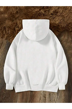 Kız Çocuk Beyaz Kelebekli Çiçekler Baskılı Sweatshirt