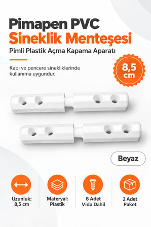 2 Adet Pimapen PVC Pencere Kapı Sineklik Menteşesi Pimli Plastik Pratik Açma Kapama Hareket Aparatı