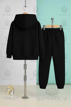 Çocuk Unısex KIZ MIKROFONLU Baskılı Kapşonlu Eşofman Takımı