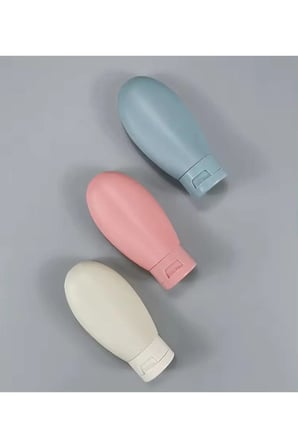 Aveo 3 Adet MAVI RENK Seyahat Tipi Doldurulabilir Şampuan Duş Jeli Sprey Losyon Şişe Krem Kutu 60 Ml