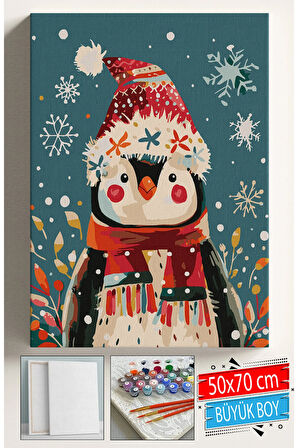 Sayılarla Boyama Seti Numaralı Tuval Fırça Boya Dahil Kasnaklı Set 50x70 Cm - ŞİRİN PENGUEN